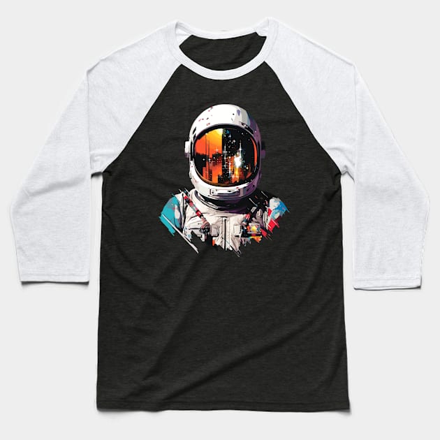 Astronaut Spaceman World Adventure Discovery Baseball T-Shirt by Cubebox